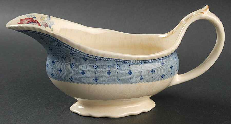 Plymouth Blue Gravy Boat by Ridgway (Ridgways)-1