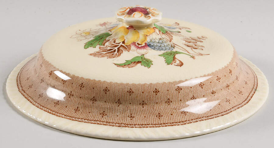 Plymouth Brown Lid for Round Vegetable by Ridgway (Ridgways)-1