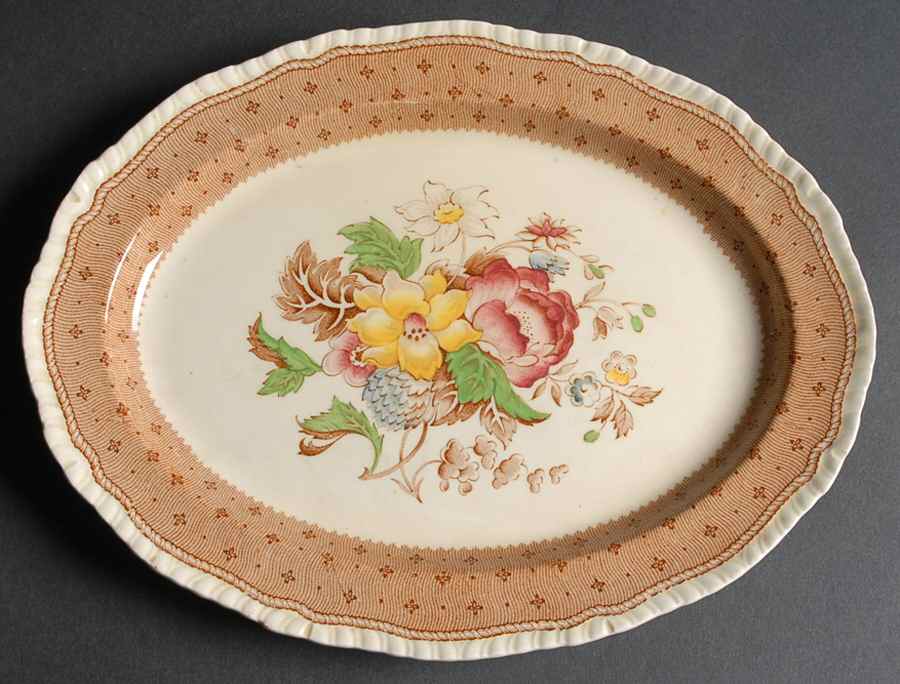 Plymouth Brown 10" Oval Serving Platter by Ridgway (Ridgways)-1