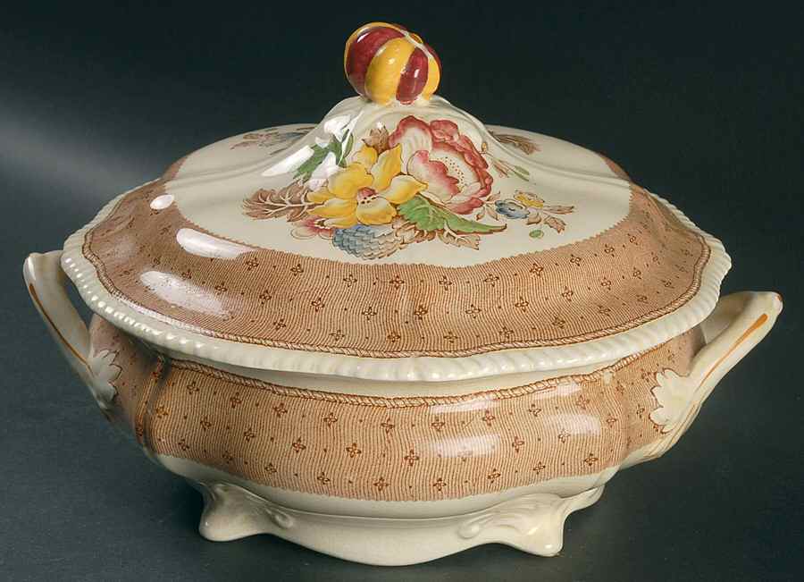 Plymouth Brown Round Covered Vegetable by Ridgway (Ridgways)-1