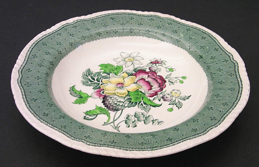Plymouth Green Rim Soup Bowl by Ridgway (Ridgways)-1
