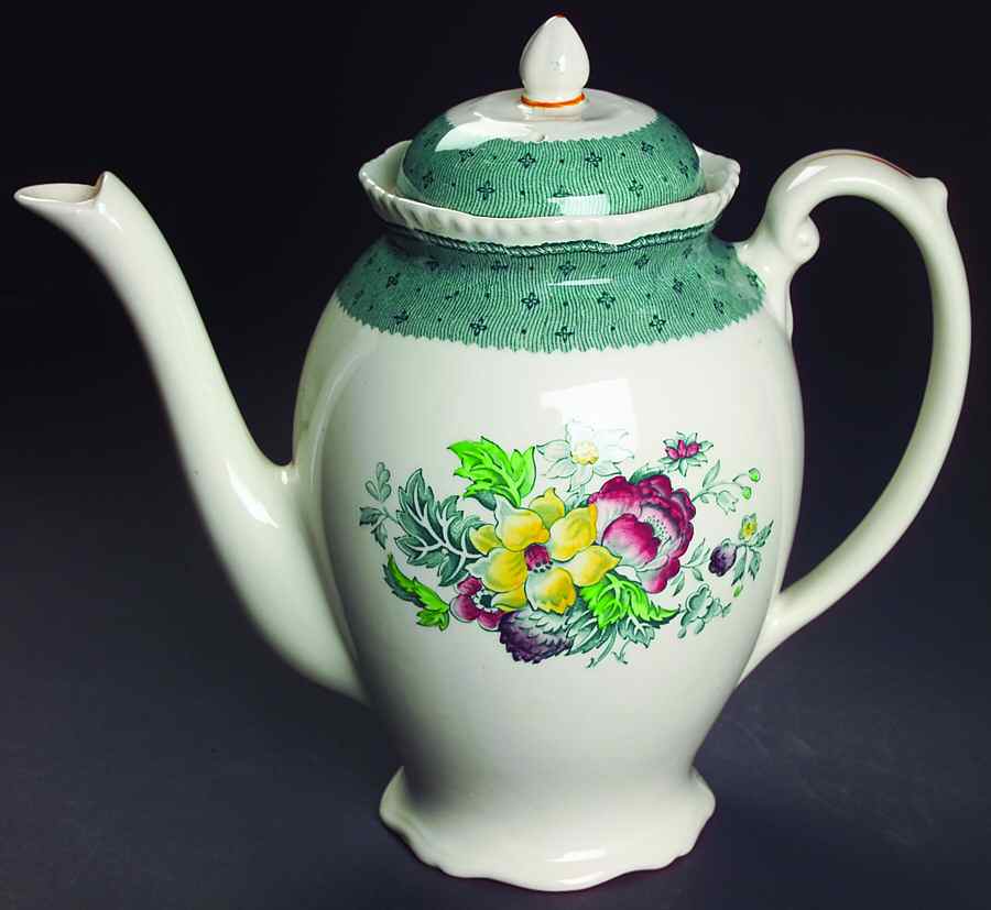 Plymouth Green Coffee Pot & Lid by Ridgway (Ridgways)-1