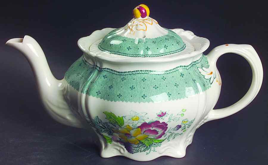 Plymouth Green Teapot & Lid by Ridgway (Ridgways)-1