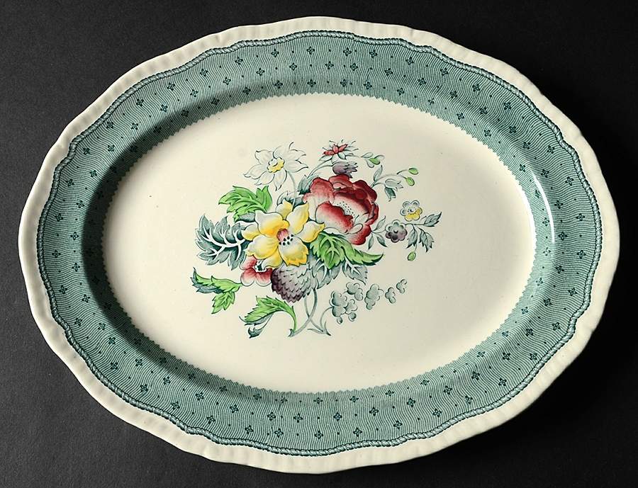 Plymouth Green 12" Oval Serving Platter by Ridgway (Ridgways)-1