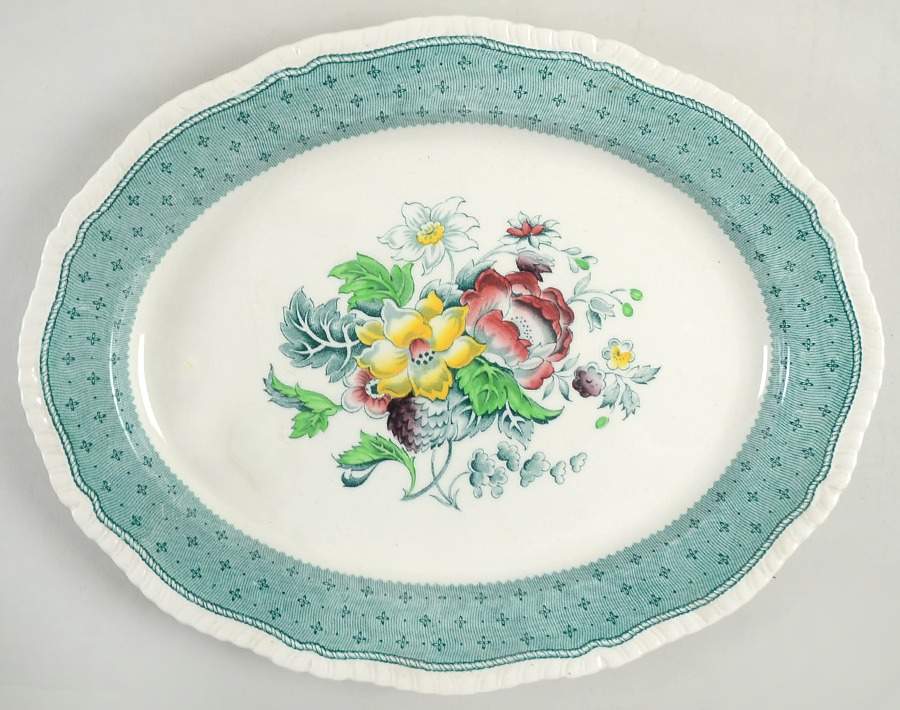 Plymouth Green 14" Oval Serving Platter by Ridgway (Ridgways)-1