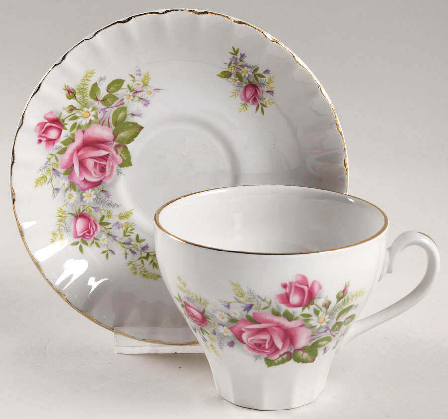 Regal Rose Flat Cup & Saucer Set by Ridgway (Ridgways)-1