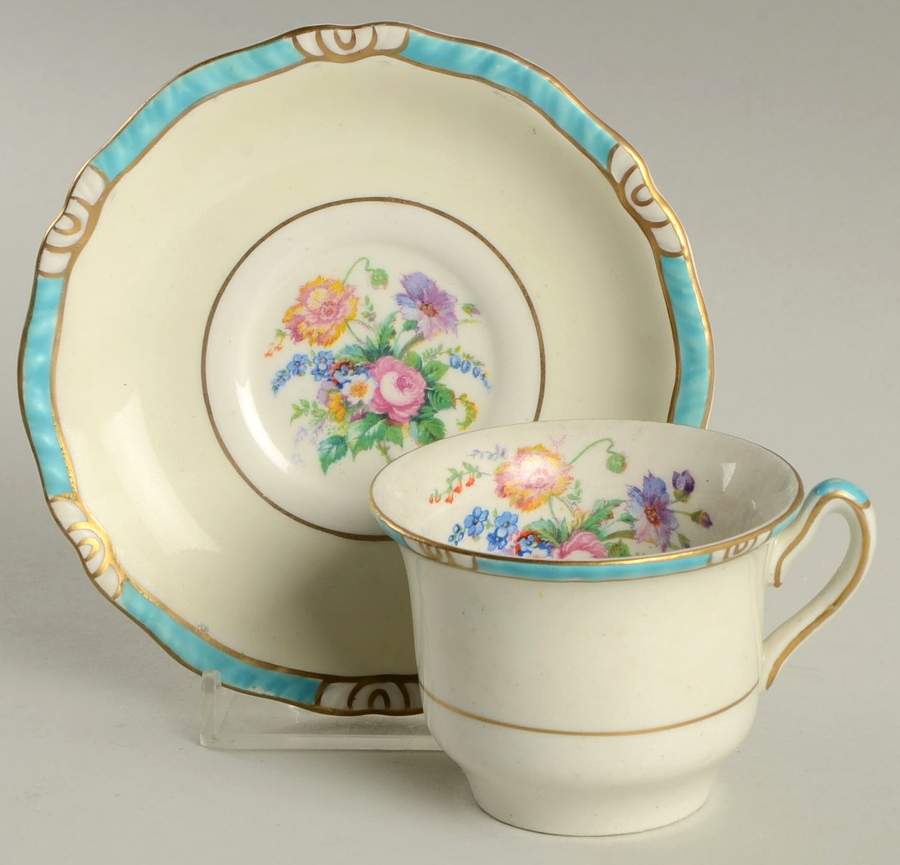 Roslyn Flat Demitasse Cup & Saucer Set by Ridgway (Ridgways)-1