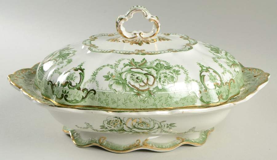 Roxbury Green Oval Covered Vegetable by Ridgway (Ridgways)-1