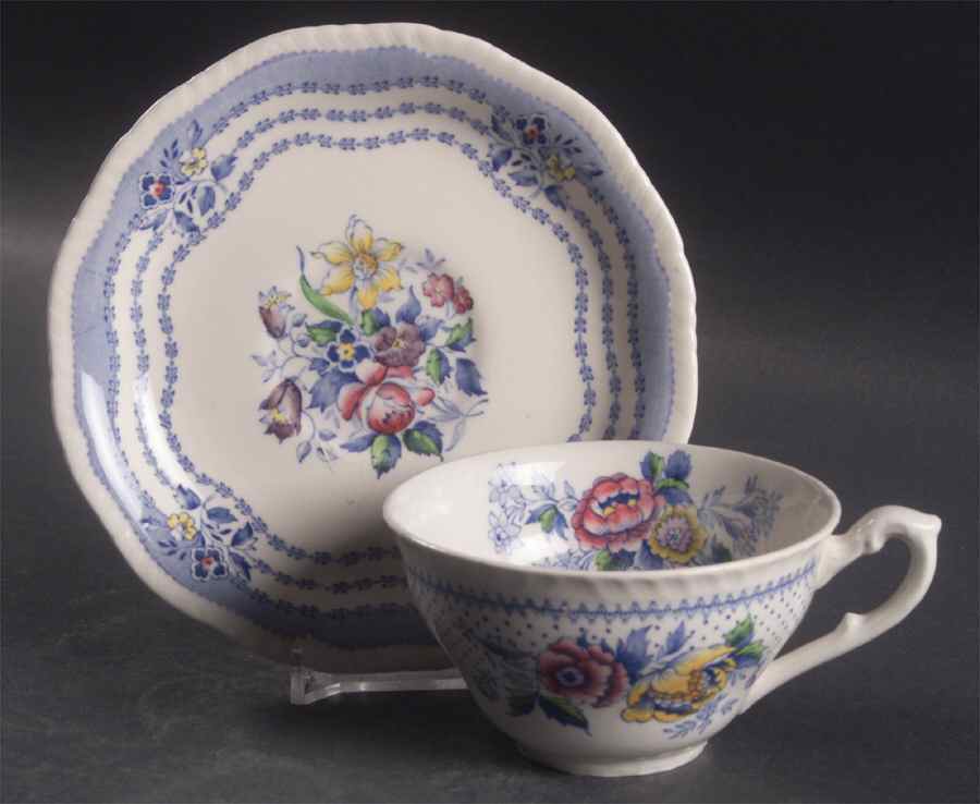 Rutland Blue Flat Cup & Saucer Set by Ridgway (Ridgways)-1