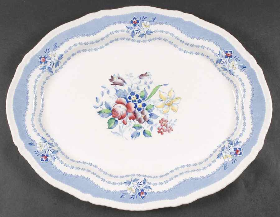 Rutland Blue 16" Oval Serving Platter by Ridgway (Ridgways)-1