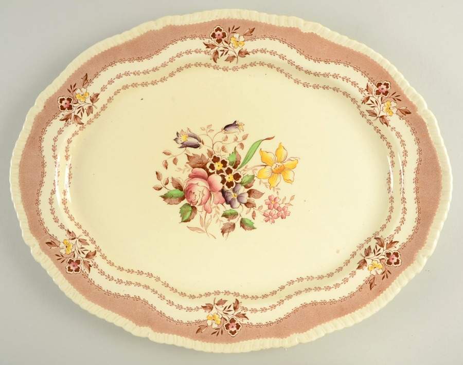 Rutland Brown 16" Oval Serving Platter by Ridgway (Ridgways)-1