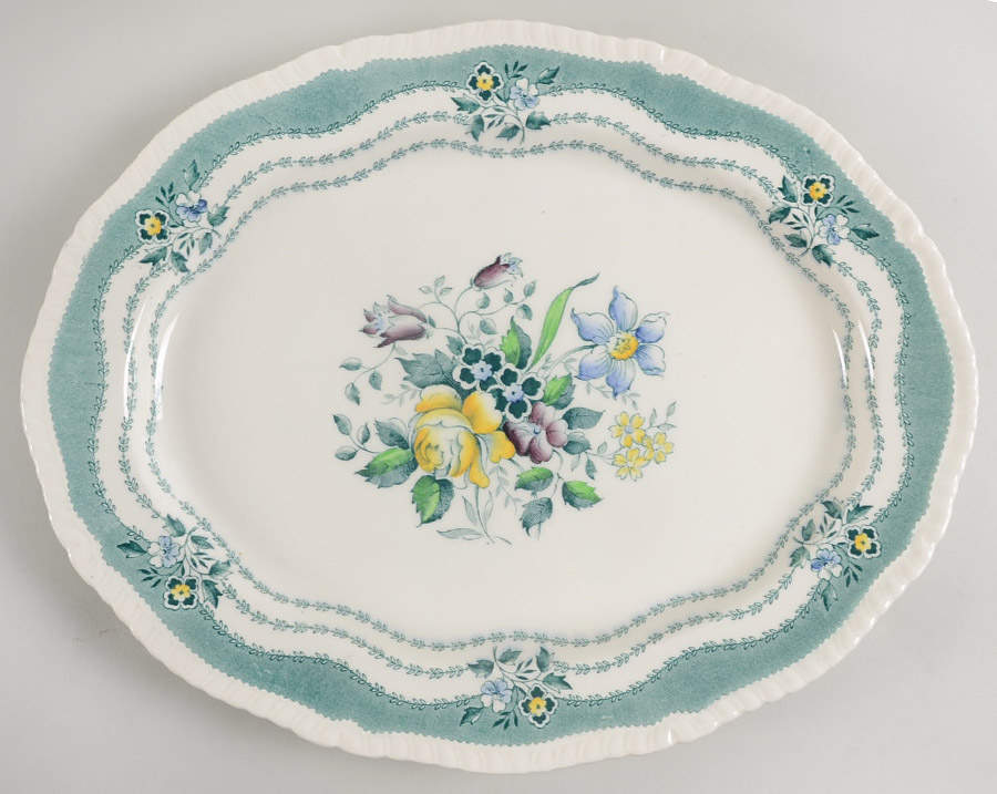 Rutland Green 14" Oval Serving Platter by Ridgway (Ridgways)-1