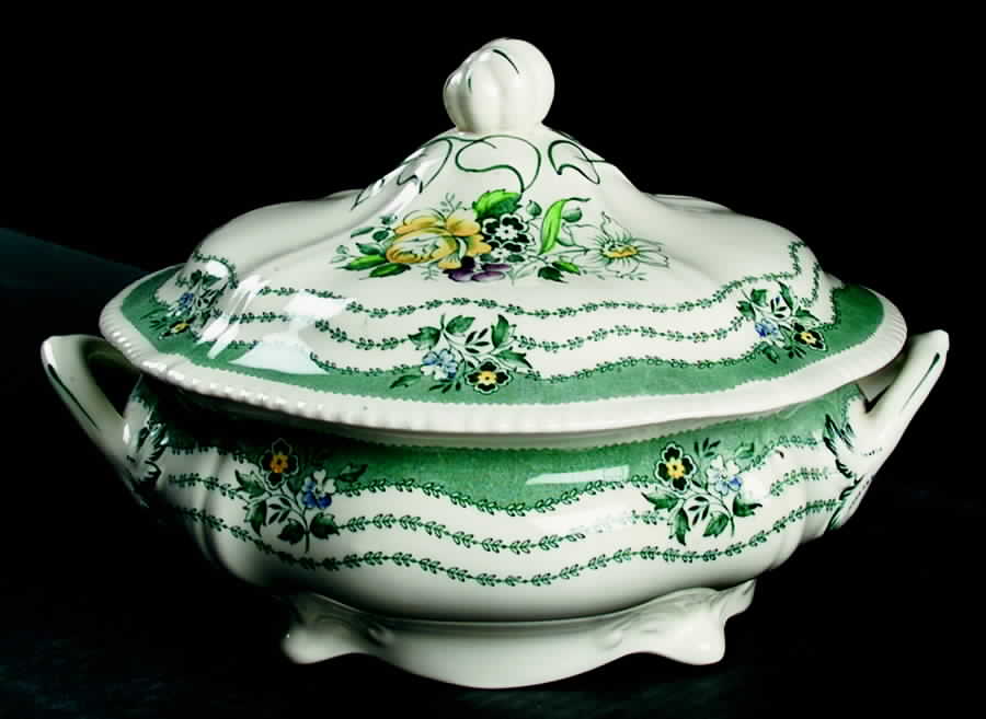 Rutland Green Round Covered Vegetable by Ridgway (Ridgways)-1