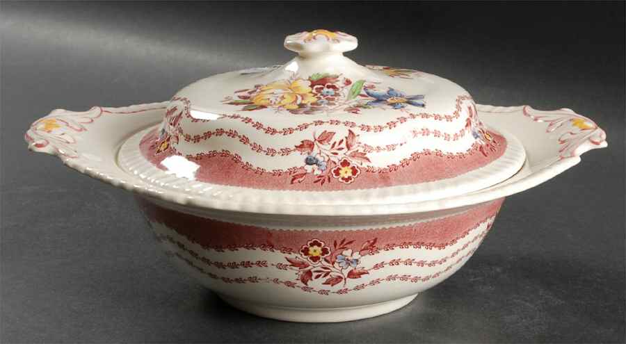Rutland Red Round Covered Vegetable by Ridgway (Ridgways)-1