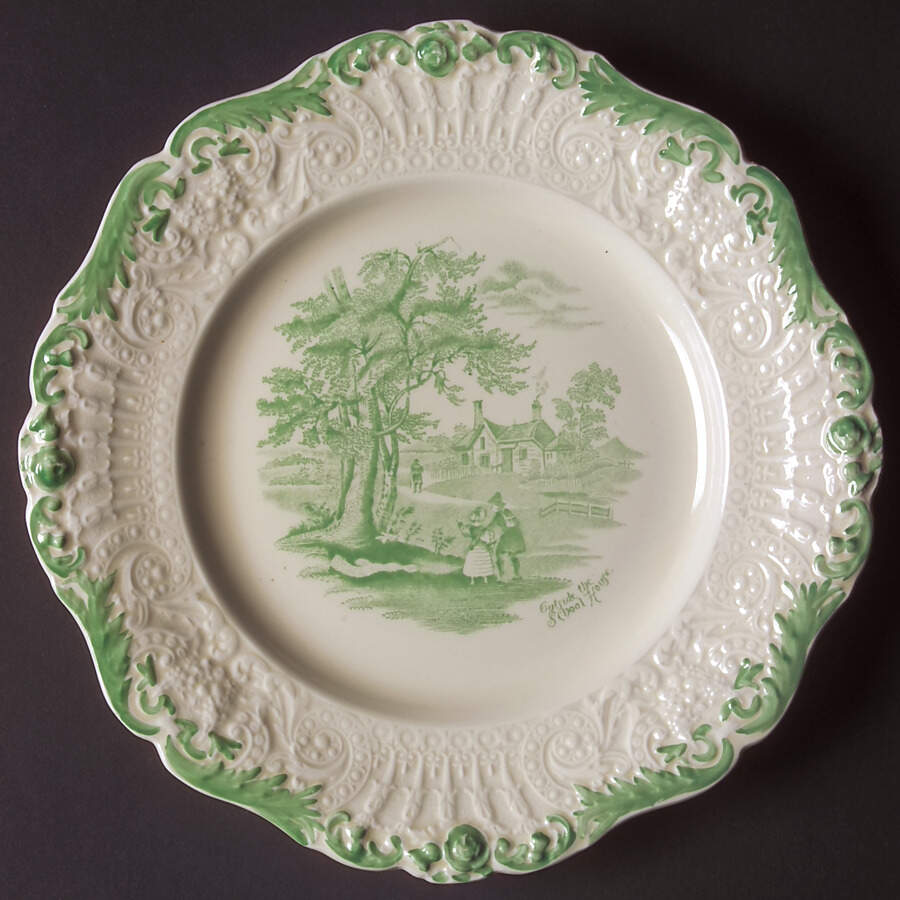 Scenes From Charles Dickens Green Luncheon Plate by Ridgway (Ridgways)-1
