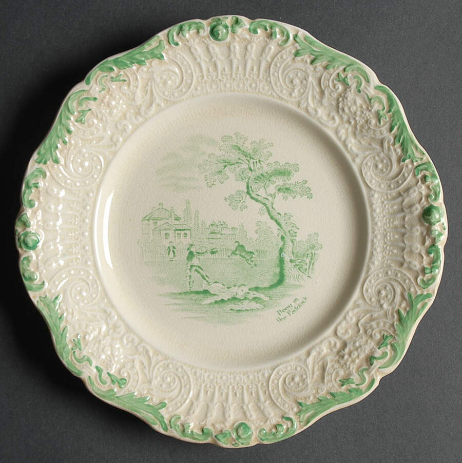 Scenes From Charles Dickens Green Dessert/Pie Plate by Ridgway (Ridgways)-1
