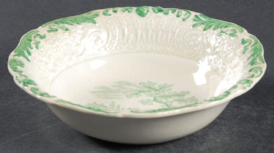 Scenes From Charles Dickens Green Coupe Cereal Bowl by Ridgway (Ridgways)-1