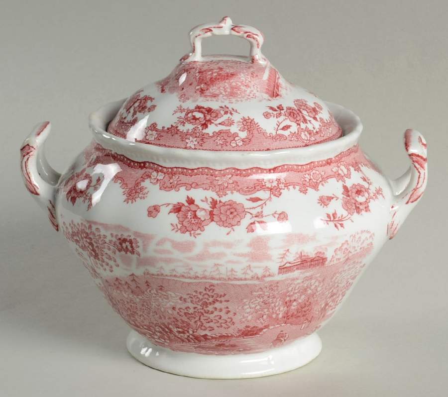 Shannondale Red Sugar Bowl & Lid by Ridgway (Ridgways)-1