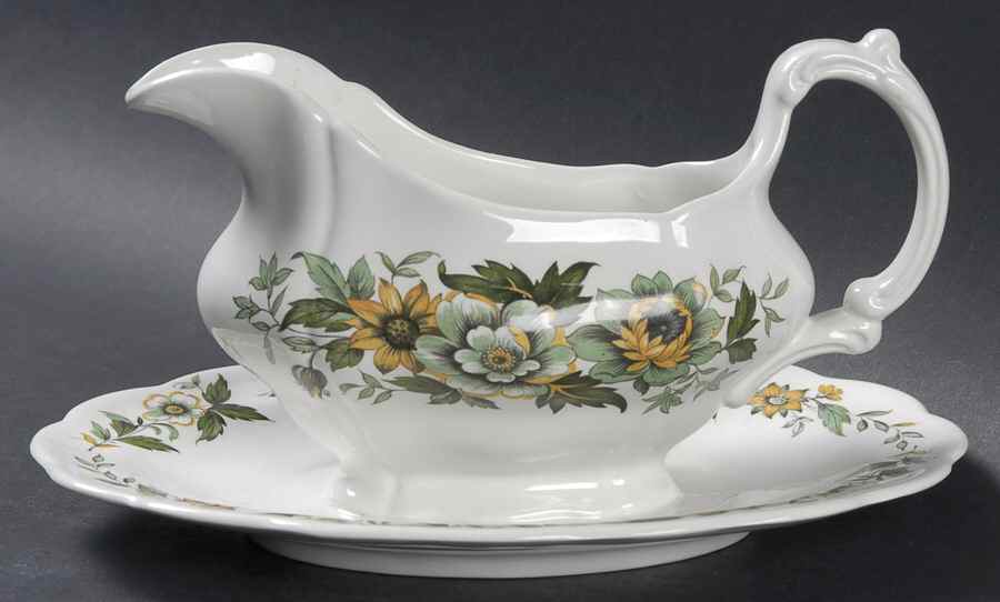 Spring Garden Gravy Boat with Attached Underplate by Ridgway (Ridgways)-1