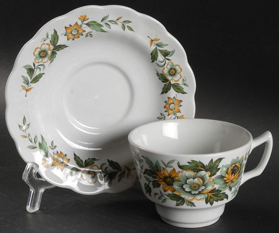 Spring Garden Flat Cup & Saucer Set by Ridgway (Ridgways)-1