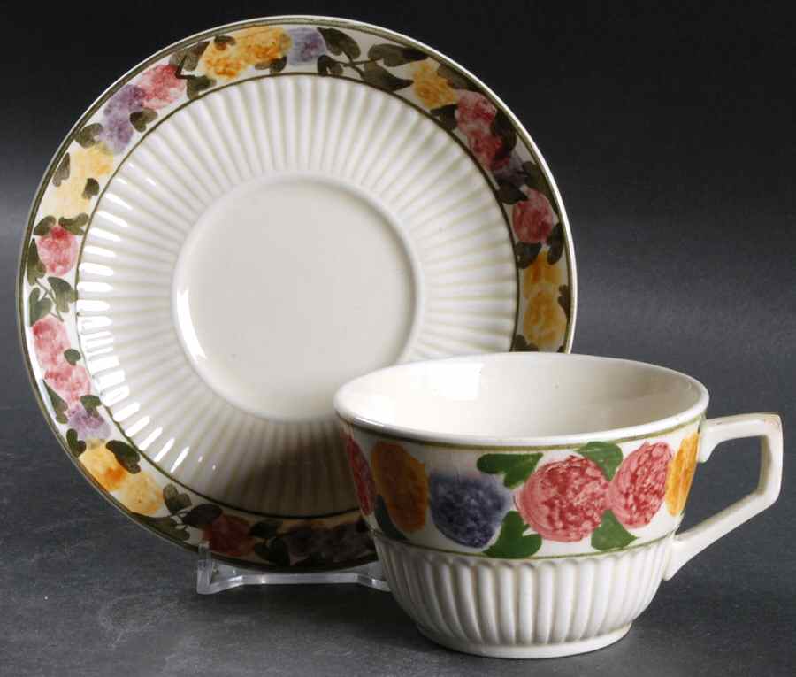 Tuberose Flat Cup & Saucer Set by Ridgway (Ridgways)-1