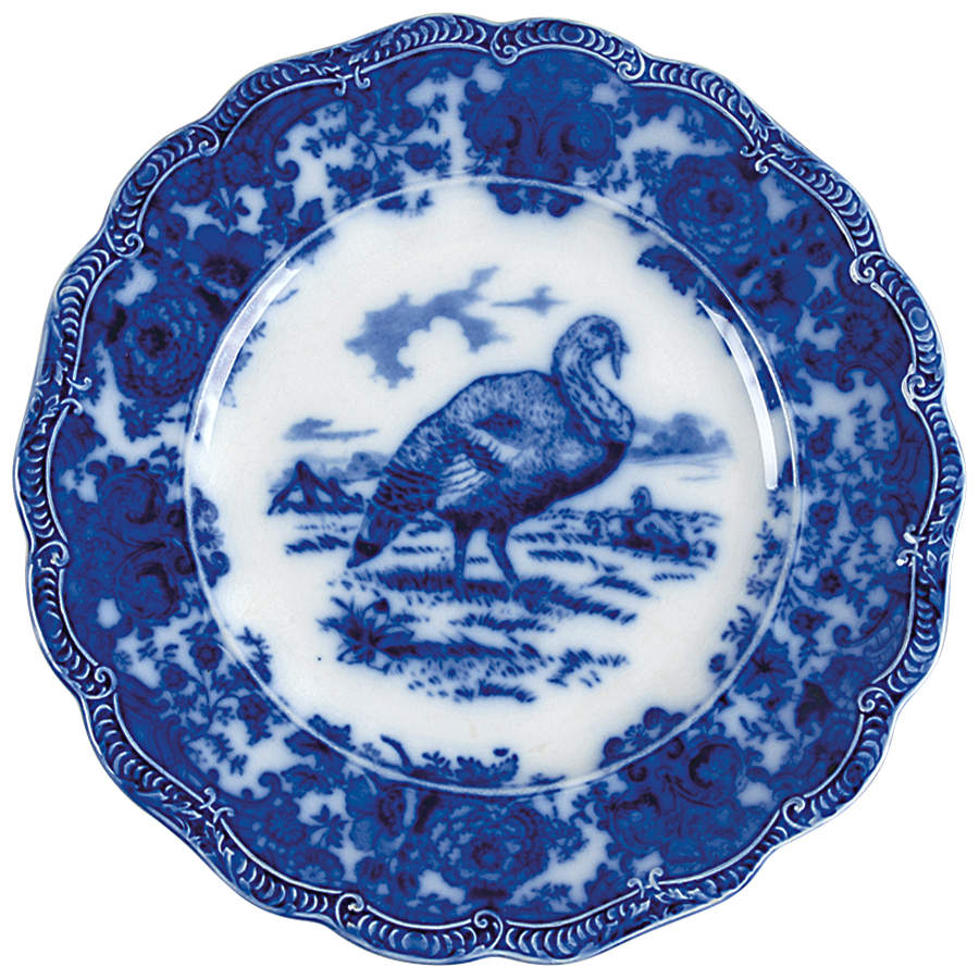 Turkey (Flow Blue) Dinner Plate by Ridgway (Ridgways)-1