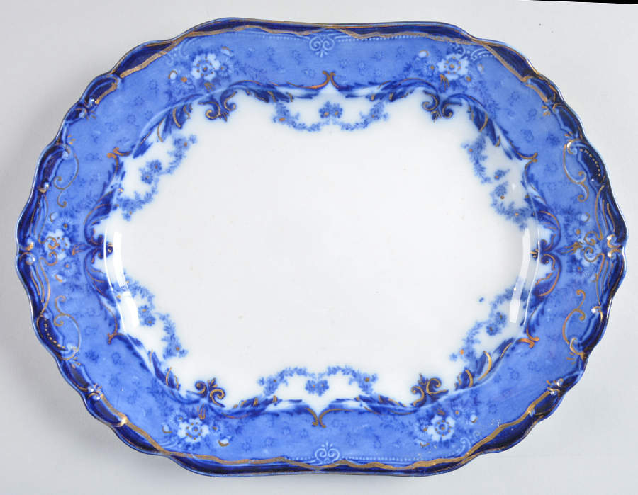 Verona (Flow Blue) 12" Oval Serving Platter by Ridgway (Ridgways)-1