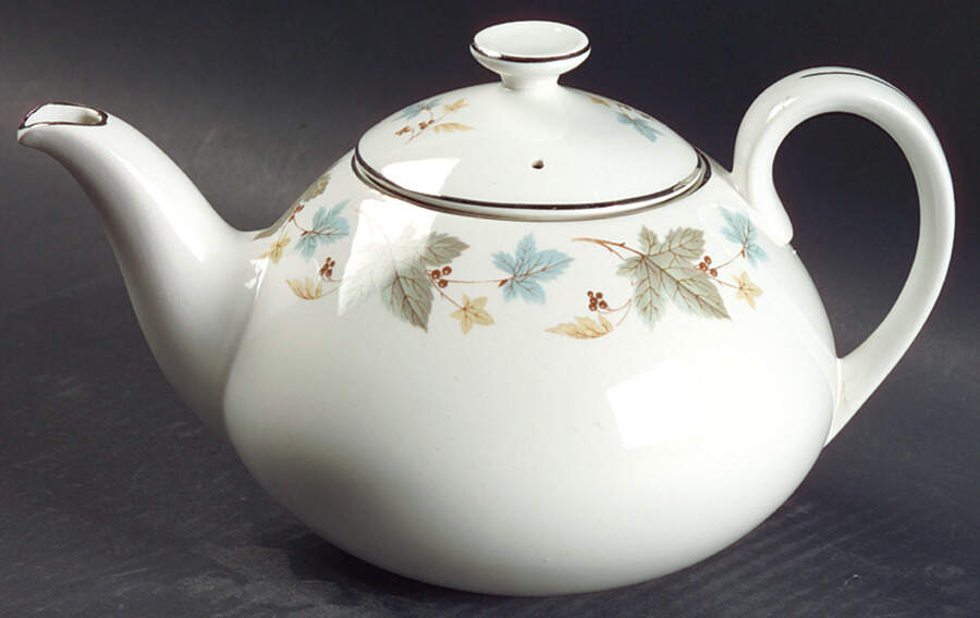 Vinewood (Grey Leaves) Teapot & Lid by Ridgway (Ridgways)-1