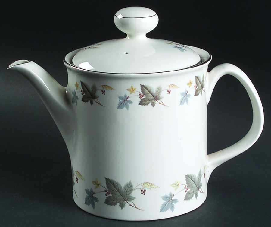 Vinewood (Grey Leaves) Teapot & Lid by Ridgway (Ridgways)-1