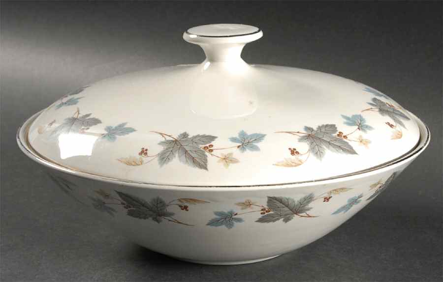 Vinewood (Grey Leaves) Round Covered Vegetable by Ridgway (Ridgways)-1