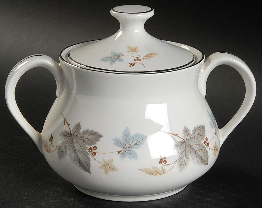 Vinewood (Grey Leaves) Sugar Bowl & Lid by Ridgway (Ridgways)-1
