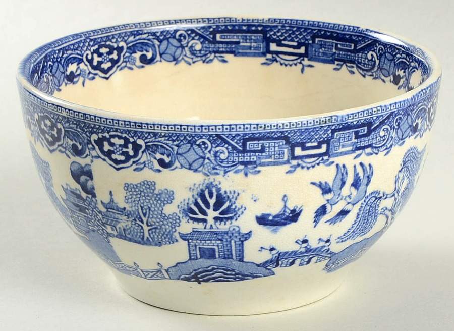 Willow Blue (Birds, Diamond Stamp) Open Sugar Bowl by Ridgway (Ridgways)-1