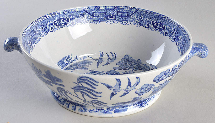 Willow Blue (Birds, Diamond Stamp) Small Round Vegetable No Lid by Ridgway (Ridgways)-1