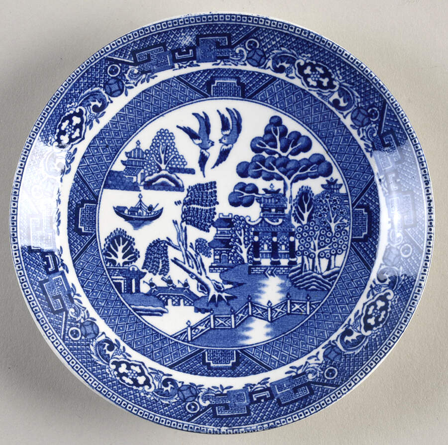 Willow Blue (Birds, Diamond Stamp) Saucer by Ridgway (Ridgways)-1