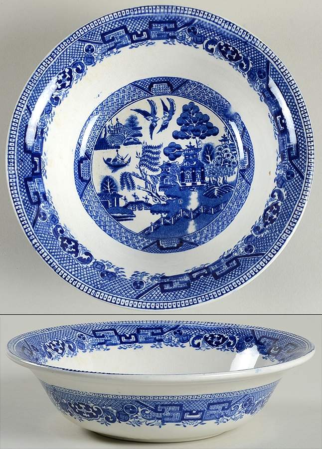 Willow Blue (Birds, Diamond Stamp) 7" Round Vegetable Bowl by Ridgway (Ridgways)-1