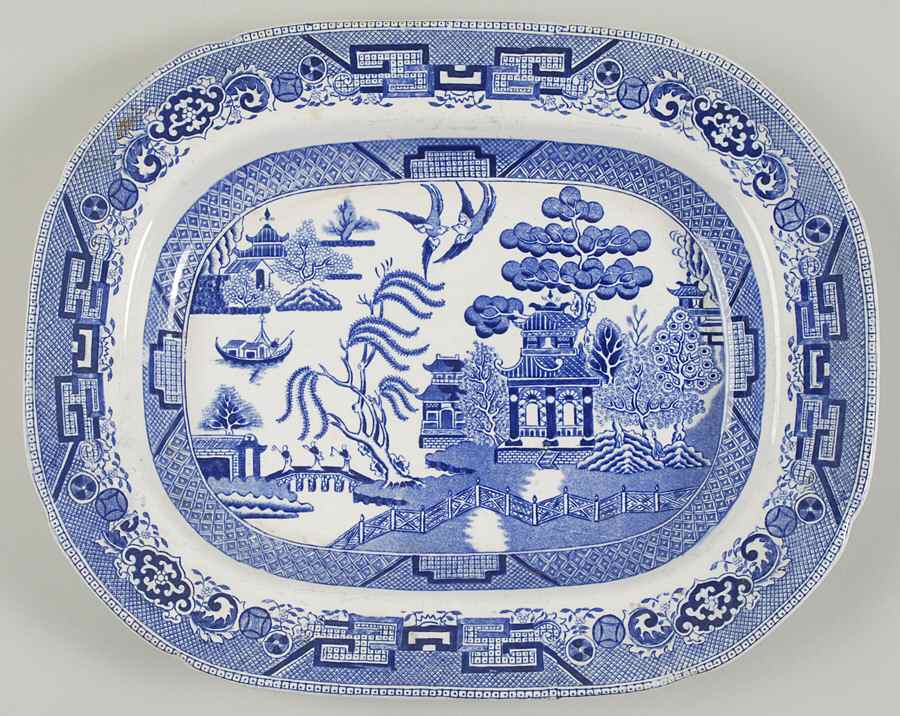 Willow Blue (Birds, Diamond Stamp) 13" Oval Serving Platter by Ridgway (Ridgways)-1