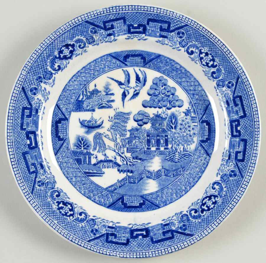 Willow Blue (Birds, Diamond Stamp) Salad Plate by Ridgway (Ridgways)-1