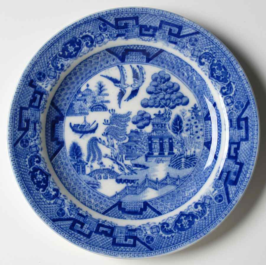 Willow Blue (Birds, Diamond Stamp) Dessert/Pie Plate by Ridgway (Ridgways)-1