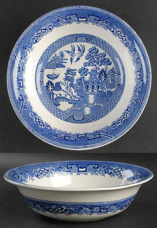 Willow Blue (Birds, Diamond Stamp) 9" Round Vegetable Bowl by Ridgway (Ridgways)-1