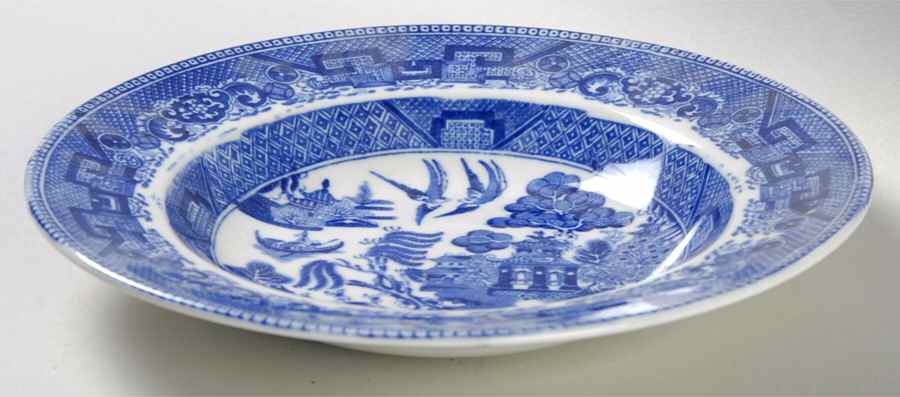 Willow Blue (Birds, Diamond Stamp) Rim Soup Bowl by Ridgway (Ridgways)-1