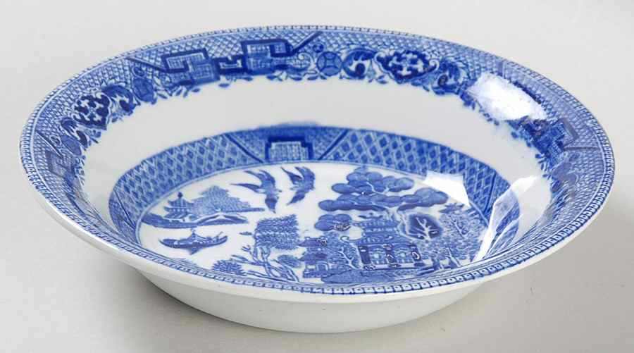 Willow Blue (Birds, Diamond Stamp) Fruit/Dessert (Sauce) Bowl by Ridgway (Ridgways)-1