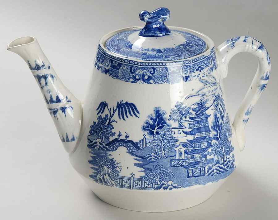 Willow Blue (Birds, Diamond Stamp) Teapot & Lid by Ridgway (Ridgways)-1