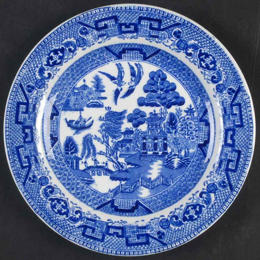 Willow Blue (Birds, Diamond Stamp) Bread & Butter Plate by Ridgway (Ridgways)-1