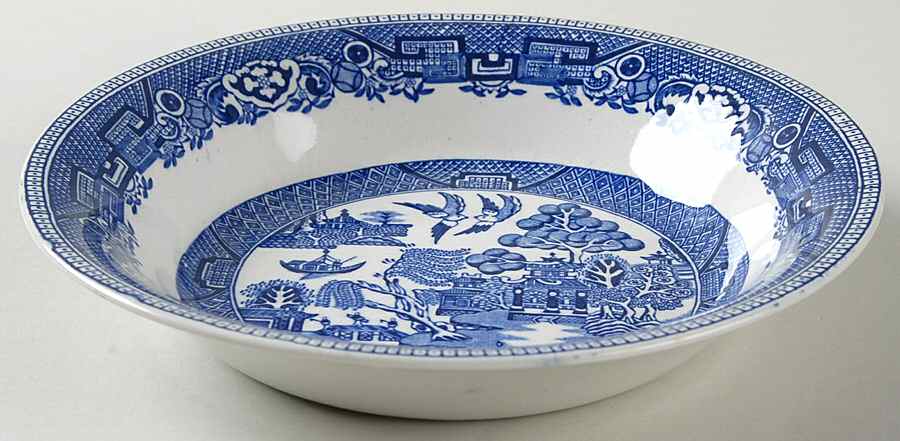 Willow Blue (Birds, Diamond Stamp) Coupe Soup Bowl by Ridgway (Ridgways)-1