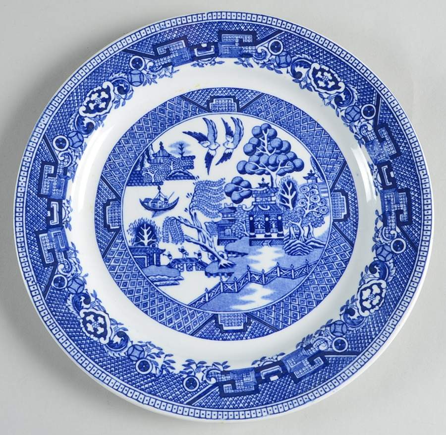 Willow Blue (Birds, Diamond Stamp) Salad Plate by Ridgway (Ridgways)-1