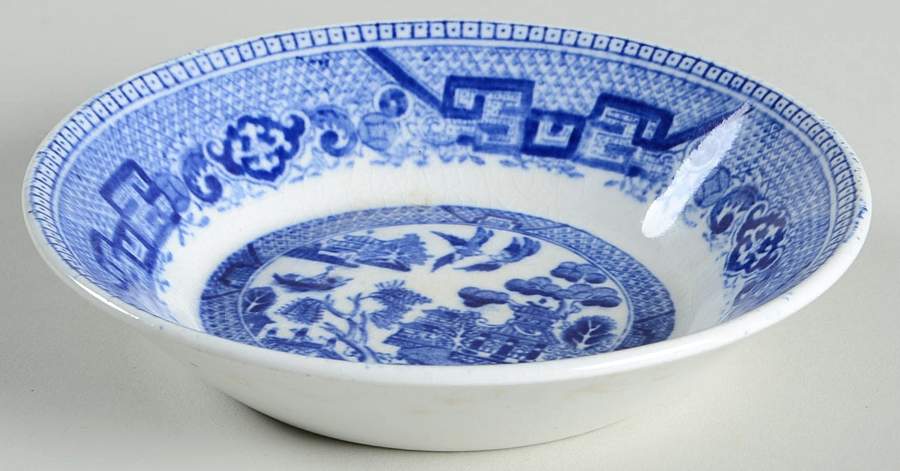 Willow Blue (Birds, Diamond Stamp) Fruit/Dessert (Sauce) Bowl by Ridgway (Ridgways)-1