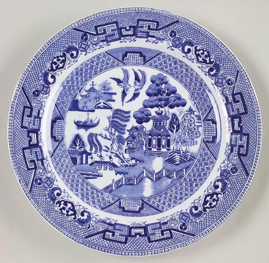 Willow Blue (Birds, Diamond Stamp) Luncheon Plate by Ridgway (Ridgways)-1