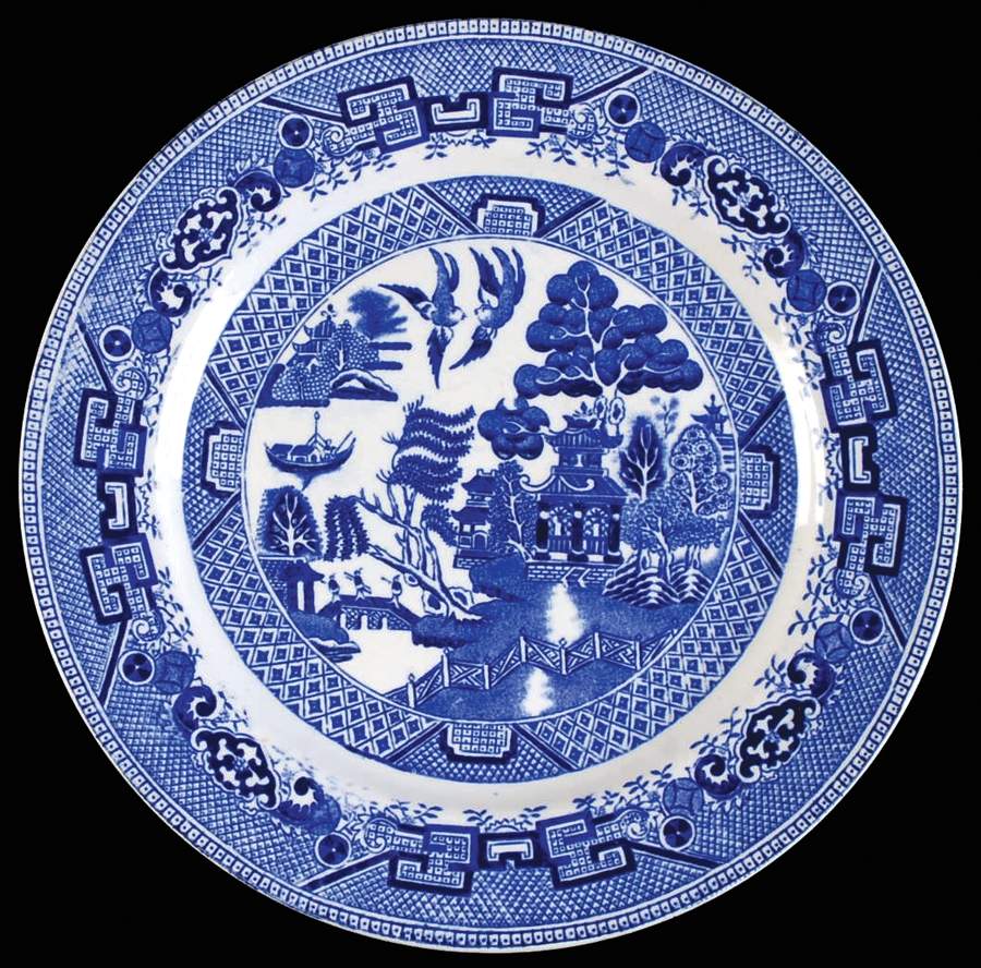 Willow Blue (Birds, Diamond Stamp) Dinner Plate by Ridgway (Ridgways)-1