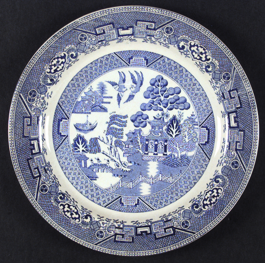 Willow Blue (Birds, Diamond Stamp) Dinner Plate by Ridgway (Ridgways)-1