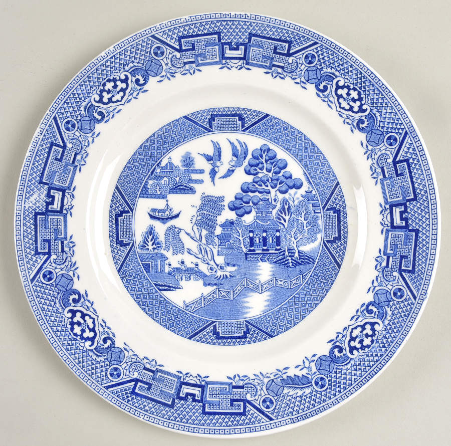 Willow Blue (Newer, Pagoda Backstamp) Luncheon Plate by Ridgway (Ridgways)-1